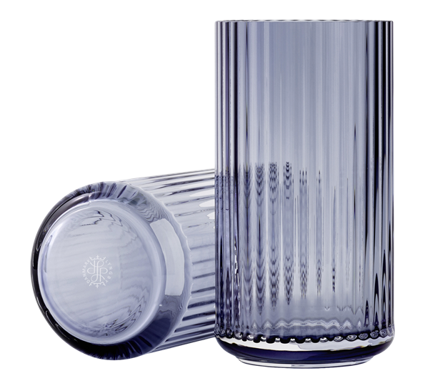 Lyngbyvase glass 20 cm blå fra Lyngby Porcelæn