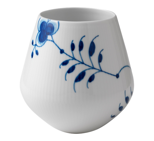 Blå Mega Riflet vase 15 cm fra Royal Copenhagen