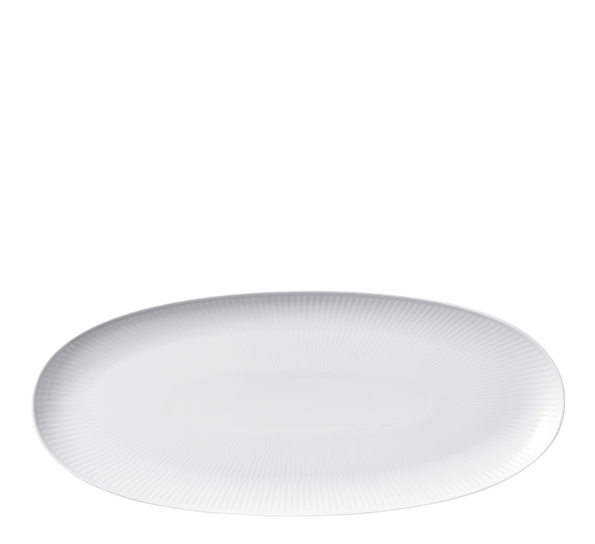 Hvit riflet ovalt fat 37 cm Royal Copenhagen