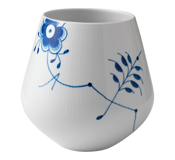 Blå Mega Riflet vase 20,5 cm fra Royal Copenhagen