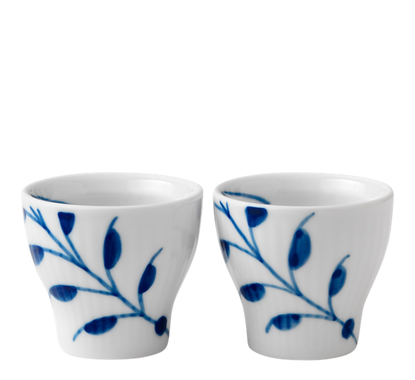 Blå Mega Riflet eggeglass 2 pk fra Royal Copenhagen