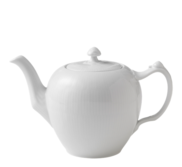 Hvit Riflet tekanne med lokk 1 liter Royal Copenhagen