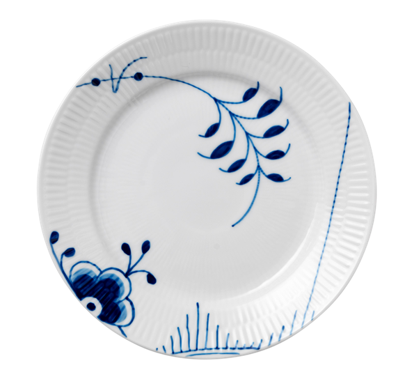 Blå Mega Riflet dessertasjett 19 cm dekor 2 fra Royal Copenhagen