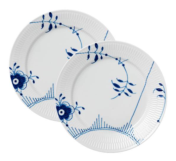 Blå Mega Riflet tallerken 27 cm dekor 2 2-pk fra Royal Copenhagen