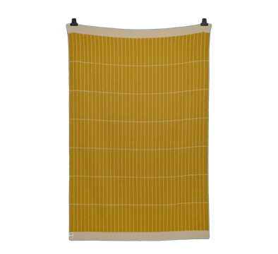 Kassett lammeullpledd oker grå beige 135x200 cm