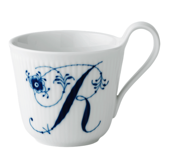 Blå Riflet Alfabetkrus R 33 cl fra Royal Copenhagen