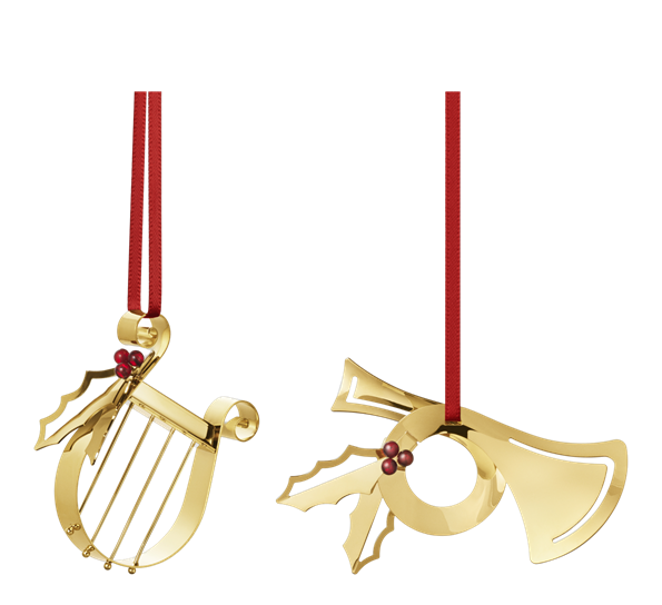 CC 2026 juleornament sett horn & harpe 18K gull Georg Jensen