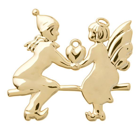 Karen Blixen engel på vippehuske 6,5 cm forgylt fra Rosendahl