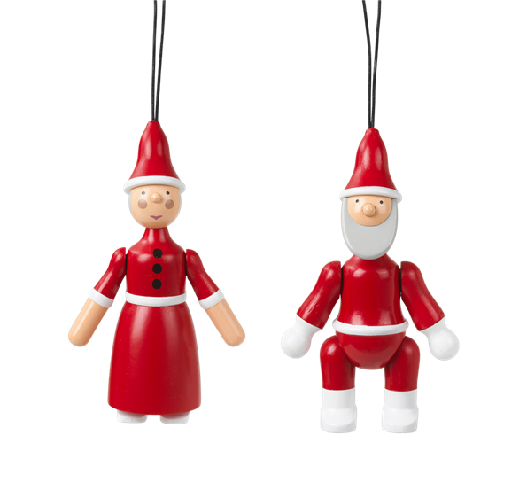 Ornament julenissen og nissemor rød fra Kay Bojesen
