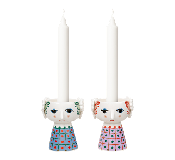 Eva lysestake 9,5 cm 2 pk blå lilla fra Bjørn Wiinblad