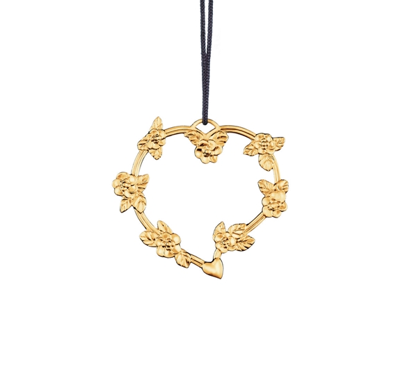 Karen Blixen hjerte med blomsterranke forgylt fra Rosendahl