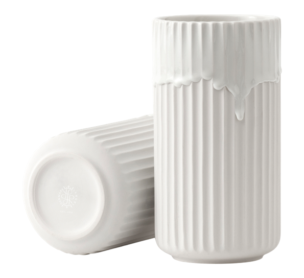 Lyngbyvase 20 cm hvit med renneglasur fra Lyngby Porcelæn