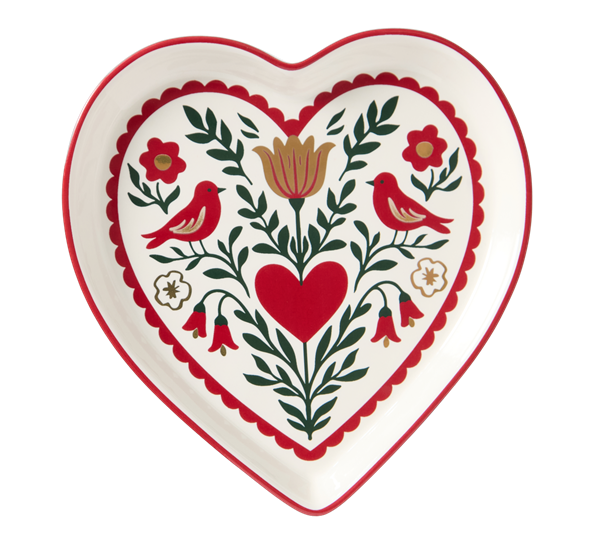 Heart fat 13x13x1,6 cm hvit rød grønn fra Lexington