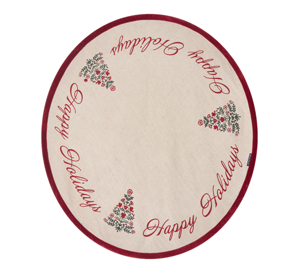 Juletreteppe Happy Holidays jute bomull 110 cm natur fra Lexington