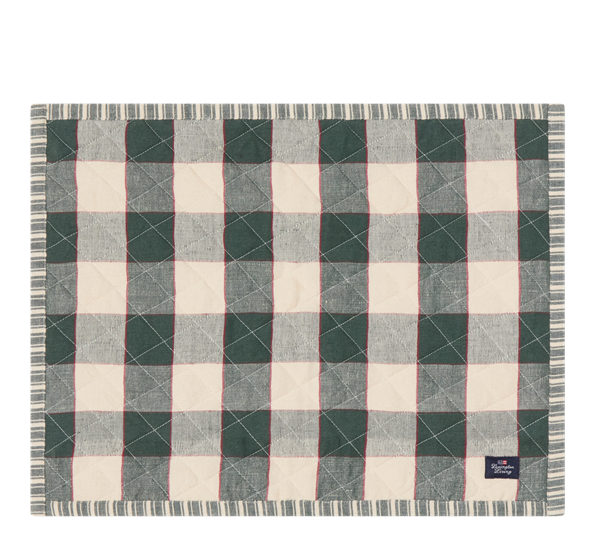 Checked spisebrikke lin- og bomull grønn beige 35x45cm fra Lexington