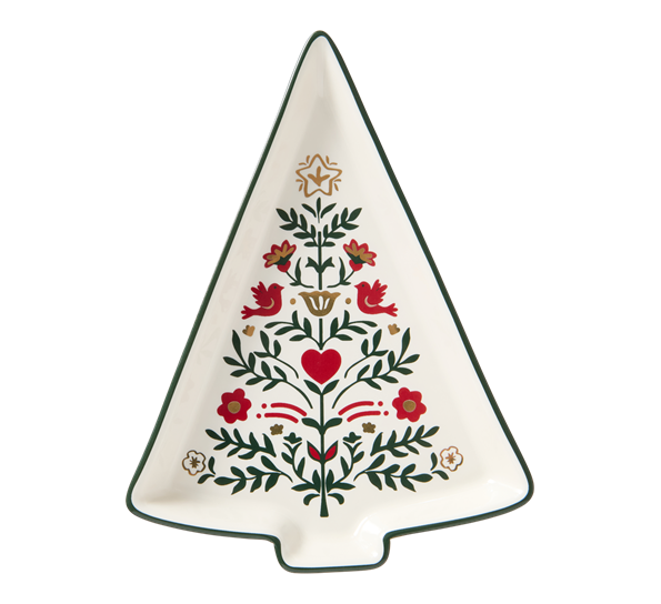 Christmas tree fat 15,2x11x1,6 cm hvit rød grønn fra Lexington