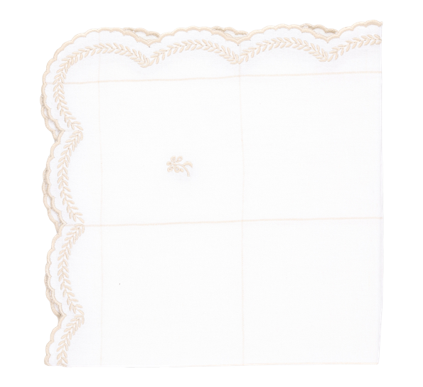Serviett lin- og bomull brodert 50x50 cm checks khaki ByTiMo