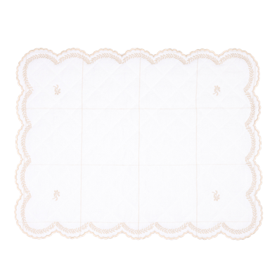 Spisebrikke lin- og bomull 35x45 cm brodert checks khaki