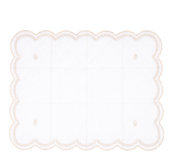 Spisebrikke lin- og bomull 35x45 cm brodert checks khaki ByTiMo