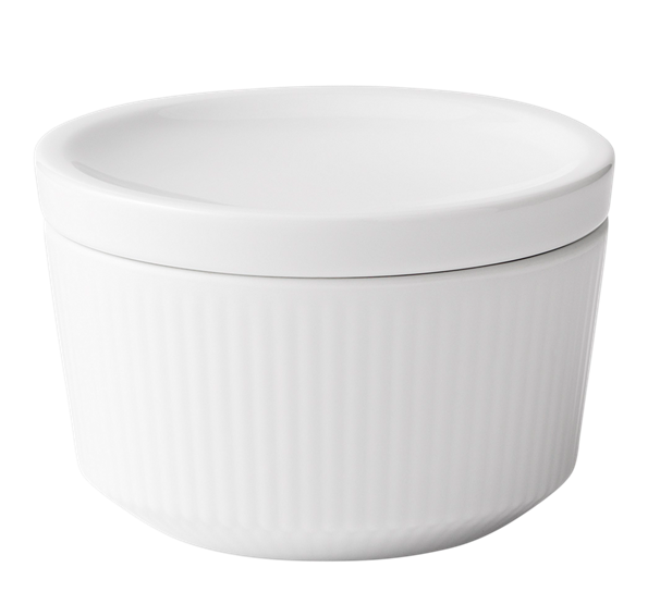 Hvit Riflet skål med lokk 20 cl fra Royal Copenhagen