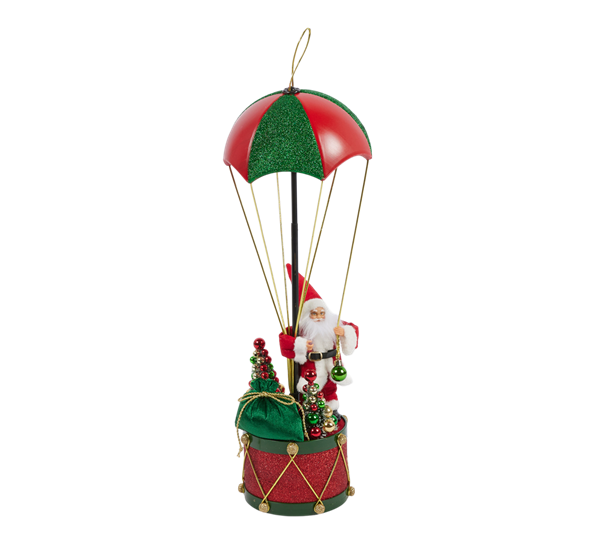Julepynt nisse fallskjerm 60 cm rød grønn EDG Enzo de Gasperi