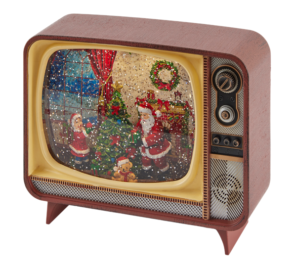 Gammeldags TV med LED-lys, musikk og bevegelige figurer 17 cm gull EDG Enzo de Gasperi