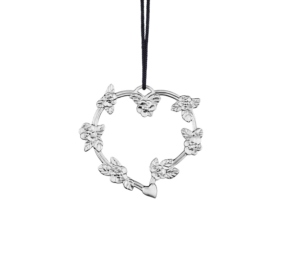 Karen Blixen hjerte med blomsterranke forsølvet fra Rosendahl