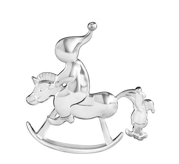 Karen Blixen nisser på gyngehest bordpynt forsølvet fra Rosendahl