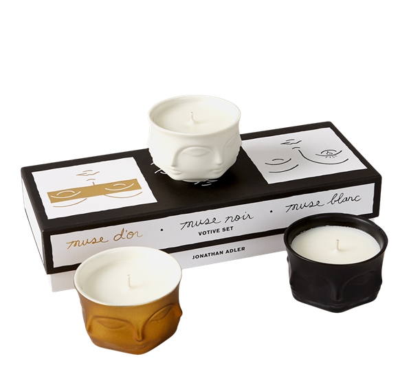 Muse duftlys 3 pk hvit sort gull Jonathan Adler