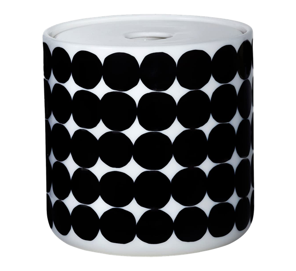 Siirtolapuutarha krukke 0,7 liter hvit sort fra Marimekko