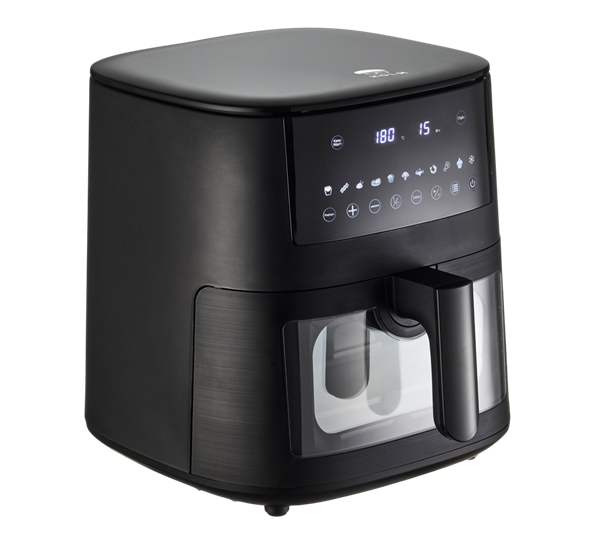 Airfryer med vindu 1650 watt 6,5 liter matt sort fra Holm