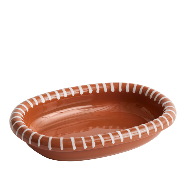 Barro ovalfat 27,5x20x5 cm natur med striper fra HAY