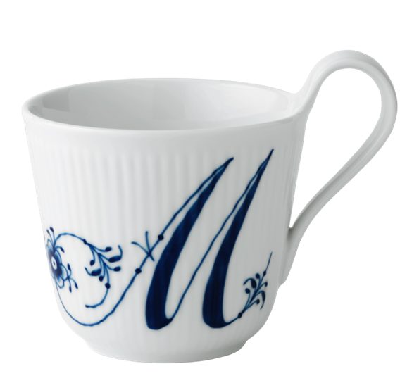 Blå Riflet Alfabetkrus M 33 cl fra Royal Copenhagen