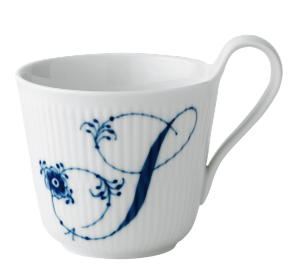 Blå Riflet Alfabetkrus S 33 cl fra Royal Copenhagen