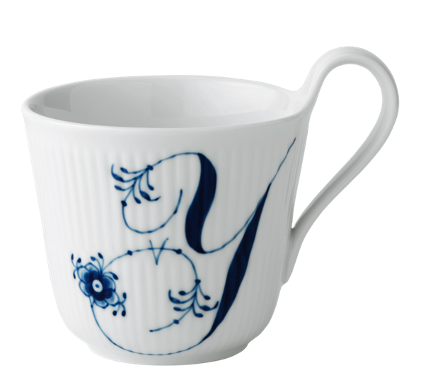 Blå Riflet Alfabetkrus Y 33 cl fra Royal Copenhagen
