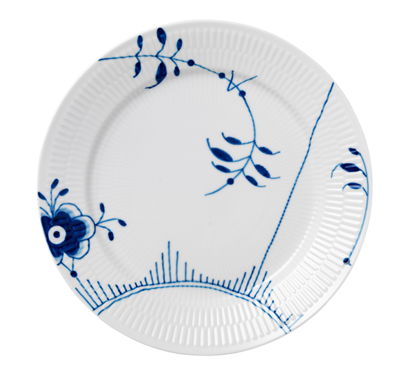 Blå Mega Riflet tallerken flat 27 cm dekor 2 fra Royal Copenhagen