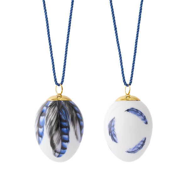 Påskeegg 2025 nøtteksrikefjær 2-pk blå fra Royal Copenhagen