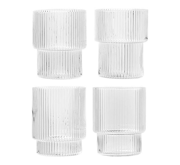 Ripple klar vannglass 4-pk 9 cm fra Ferm Living