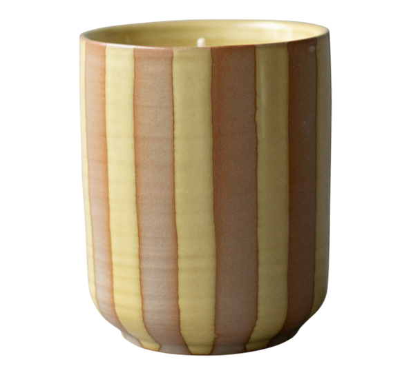 Burn duftlys 10 cm gul med striper fra DBKD