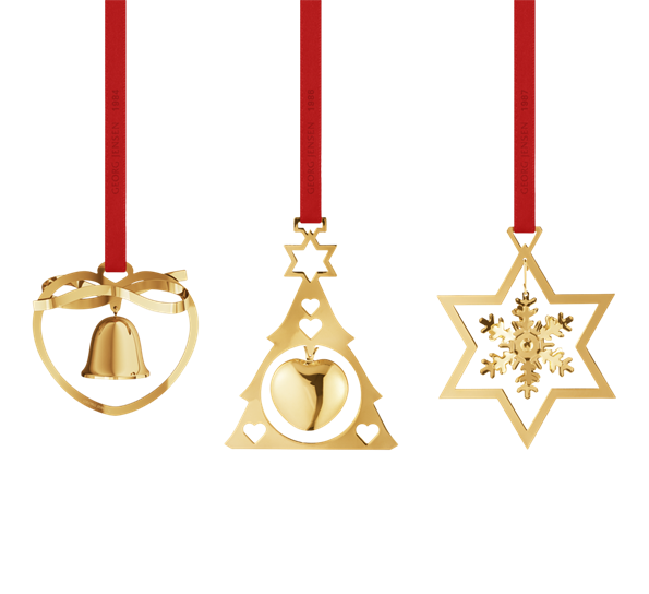 CC 2024 miniatyr sett hjerte tre stjerne 3-pk gull fra Georg Jensen