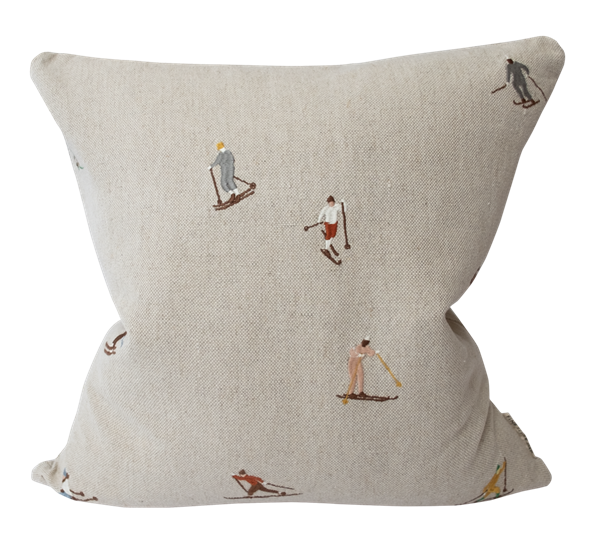 Skiers brodert putetrekk 48x48 cm beige fra Fine Little Day