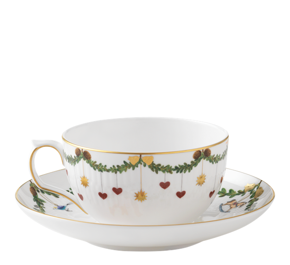 Stjerneriflet Jul tekopp med skål 32 cl fra Royal Copenhagen