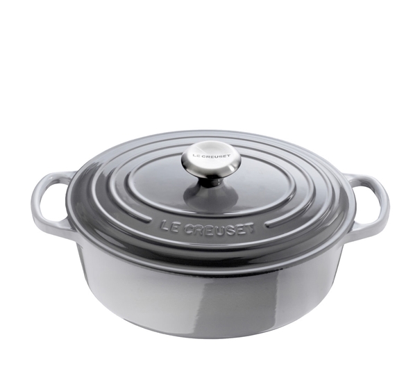 Jerngryte oval 4,1l 27cm mist gray fra Le Creuset