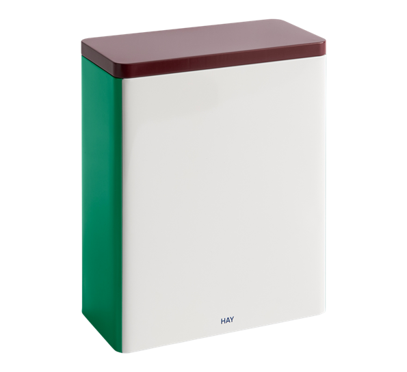 <p>Tin oppbevaringsboks XL offwhite burgunder grønn HAY</p>