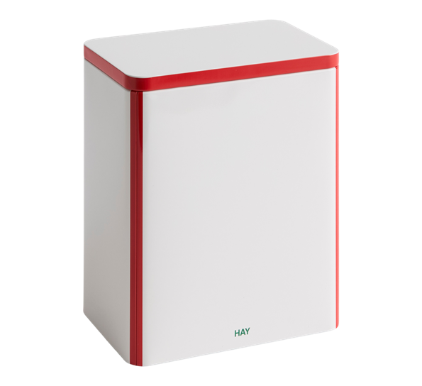 Tin oppbevaringsboks L offwhite rød HAY