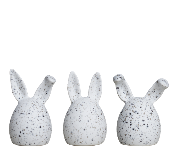 Triplets påskeharer 3-pk white dot ø5cm h7cm fra DBKD