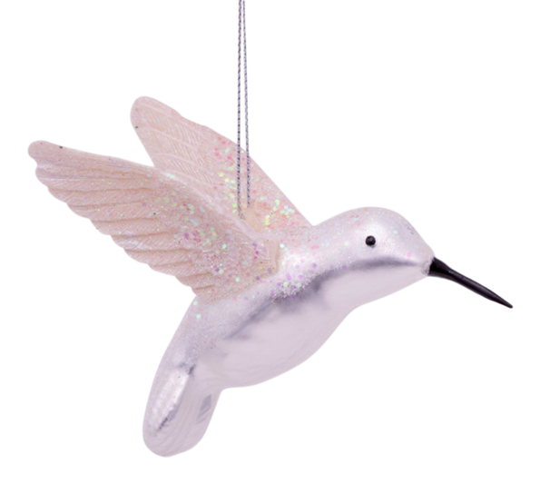 Glassornament kolibri sølv H8 cm fra Vondels