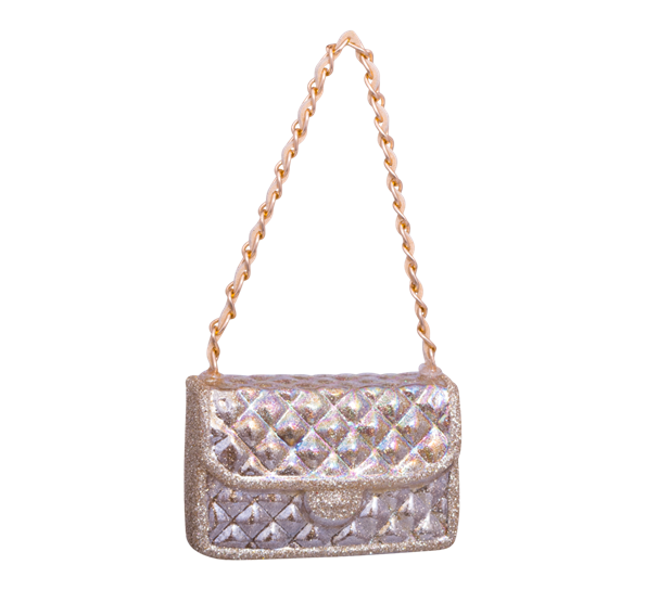 Glassornament veske gull 5,5 cm Vondels