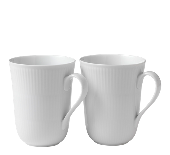 Hvit Riflet krus 2 pk 33 cl fra Royal Copenhagen