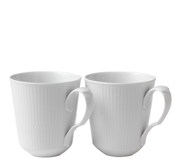 Hvit Riflet krus 2 pk 37 cl fra Royal Copenhagen